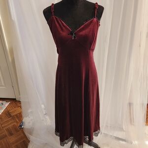 Cosmic Aura Maroon Midi Dress Velvet L